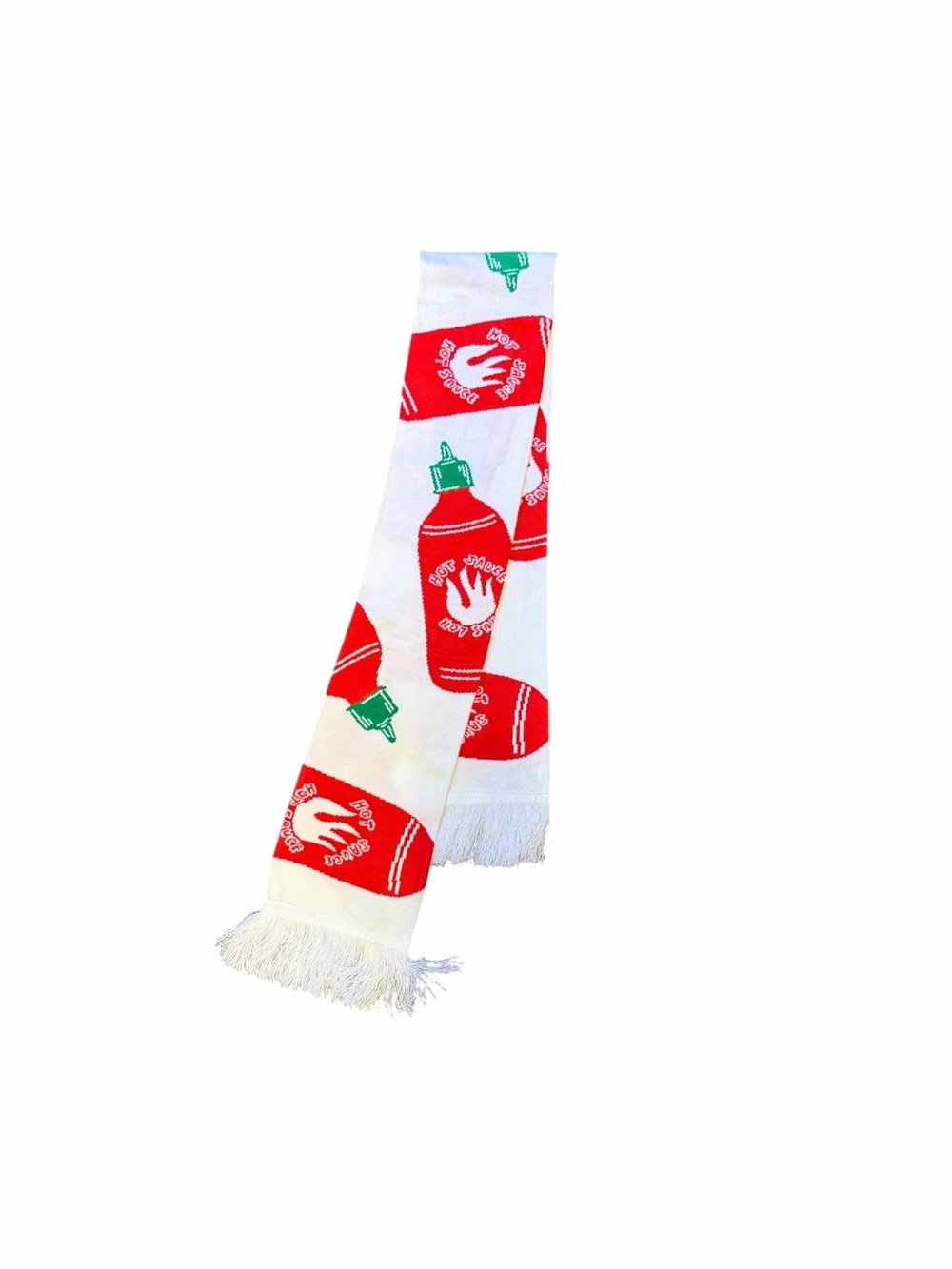 White & Red Hot Sauce Graphic Scarf for Men